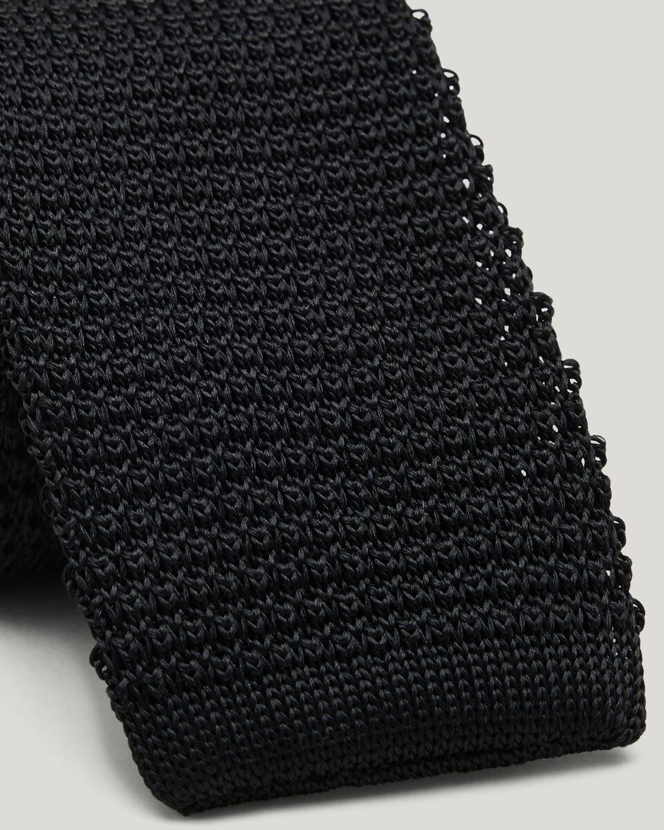 Knitted Silk Tie, Black, hi-res